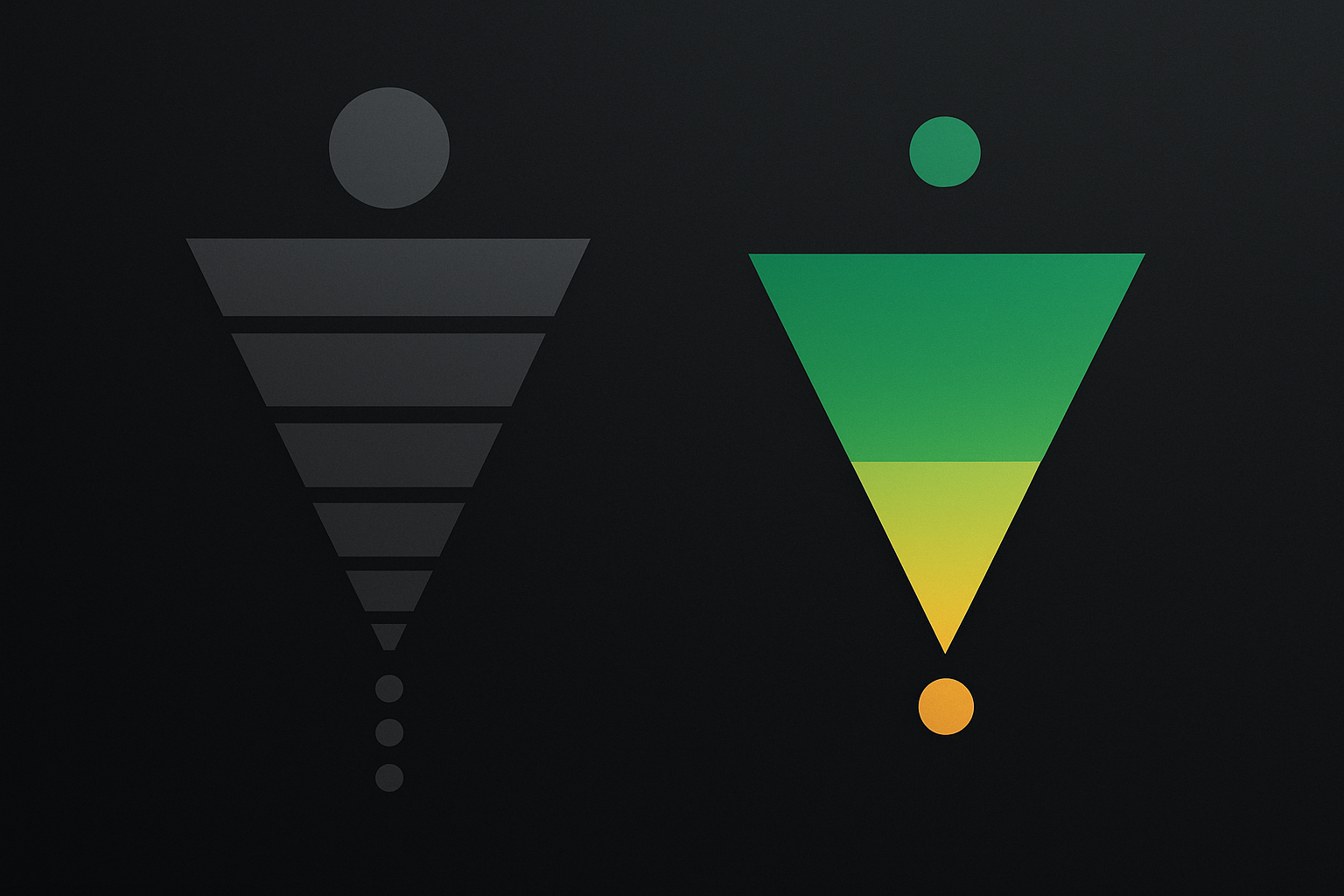 Funnel comparison showing 1000 cold calls yielding barely 1 conversion versus inbound lead going straight to booking