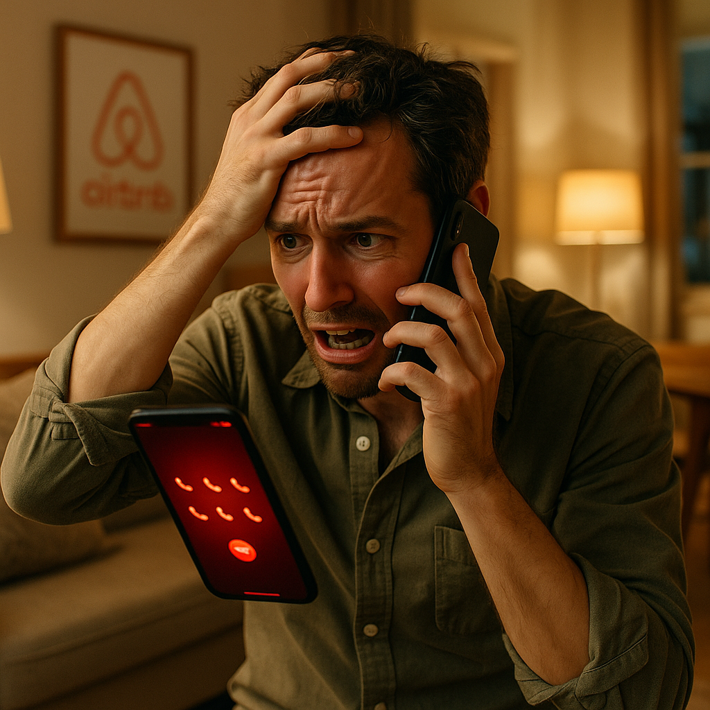 Stressed Airbnb host frantically calling cleaning services with new World Cup guests checking in within hours