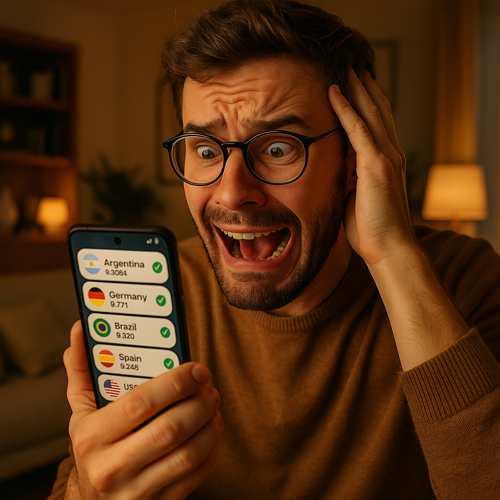 Airbnb host looking at phone with dozens of World Cup booking inquiries stacking up simultaneously