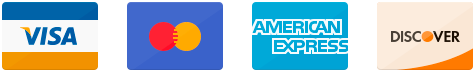 We accept Visa, Mastercard, American Express, Discover